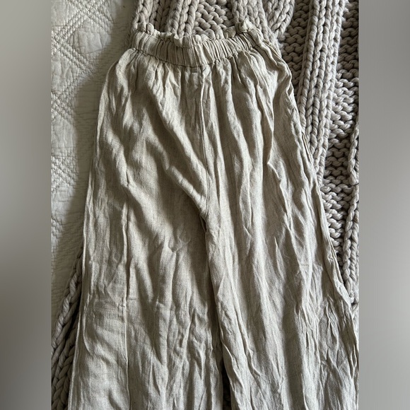 NWOT- Thread & Supply- Linen Blend Paper Bag Wide Leg Pants (Wheat)- Size XXS - Picture 5 of 8
